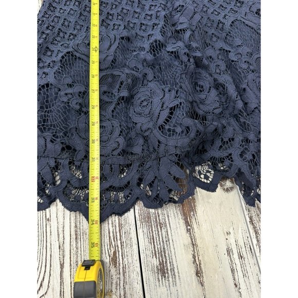 Black Swan Medium Dress Navy‎ Blue Sleeveless Fit Flare Lace Overlay Cocktail - Picture 6 of 10